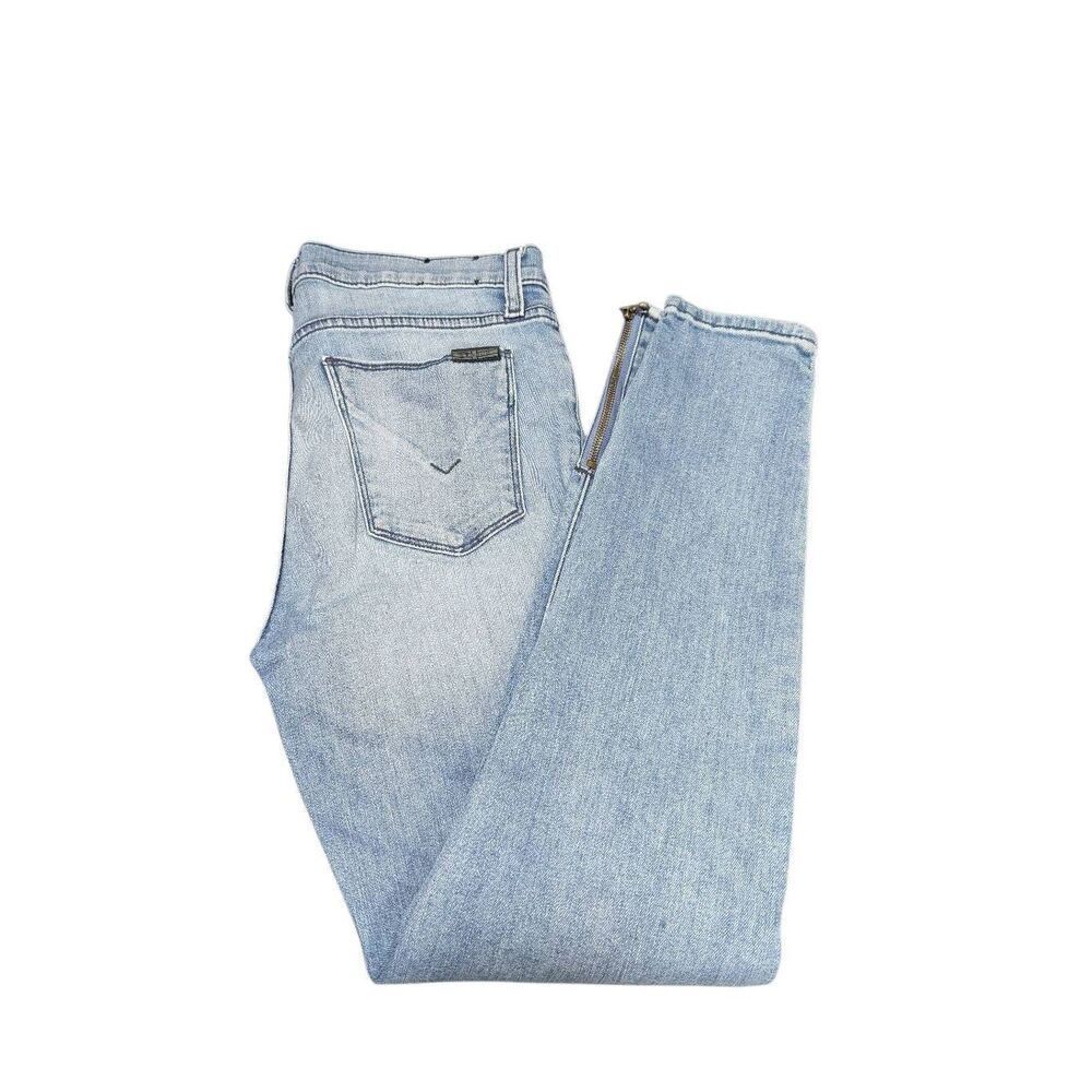 Hudson Blake Light Wash Ankle Jeans Slim Fit Zipper Detail at the Hem Women's 27